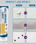 Drywall Repair Kit With Scraper And Spackle Paste For A Quick Patch Fix, Wall Patch Repair Set showing before and after effects