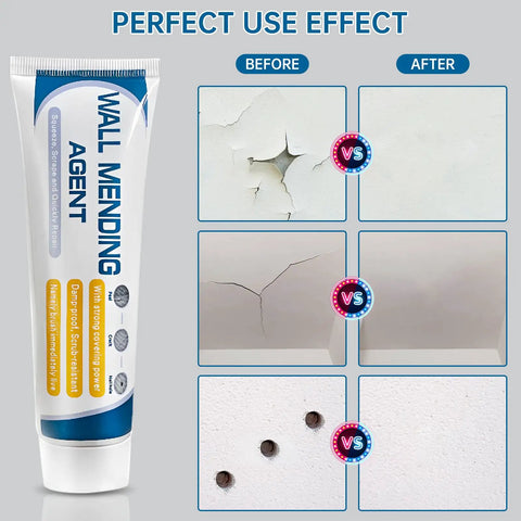 Drywall Repair Kit With Scraper And Spackle Paste For A Quick Patch Fix, Wall Patch Repair Set showing before and after effects