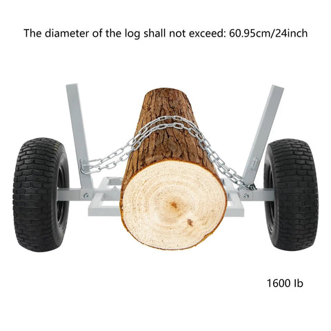Heavy Duty Log Dolly With Chain For Big Wood 1600 Lb Capacity Skidder Built From All Steel With Rust Resistant Coat Easy Load And Move Timber Ideal For Logging Firewood And Yard Work, 24-inch log