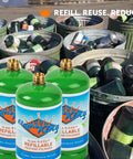 2 Pack Refillable Empty 1Lb Propane Tanks For Camping And Hiking DOT Compliant And Eco Friendly Gas Cylinders With Caps Shown