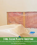Heavy Duty 3 Mil Plastic Sheeting Roll With White Finish Measuring 3 By 100 Feet covering construction area with smooth surface.