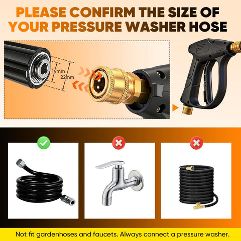 Foam Cannon Dual Connector For Pressure Washer Kit With Switchable Foam And Water Spray Gun compatibility illustration