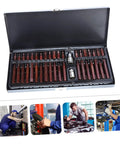 Pro Shop Grade Spline Socket Bit Set with various sizes in sturdy case for auto mechanics and truck repairs.