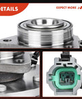 Close-up of Front Wheel Bearing And Hub Assembly With ABS For 6 Lug SUVs Fits Nissan Armada, Infiniti QX56, showing details and connector