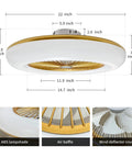 Dope 22 Inch Modern Ceiling Fan With LED Light Dimmable Warm Natural White Remote And App Control Adjustable Wind Speed Timer
