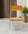 Built Different Orange Wood Stool Seat Repair Board Heavy Duty Chair Replacement Panel with sturdy white frame.