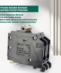 Straight Swap Heavy Duty Workhorse 2 Pole 100 Amp Circuit Breaker showing safety insulation, trip-free handle, and quick-make switch design.