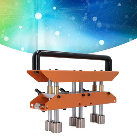 Three Station Roller 0 To 90 Degree Large Radius Sheet Roller Bender for Aluminum Standing Seam Roofing Tools, brown, handle view