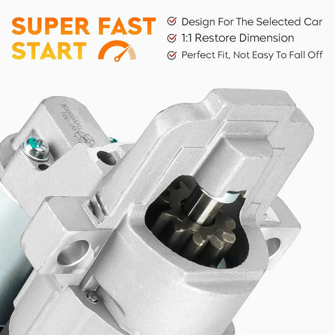 Close-up of 12V Starter Motor For Mazda 3 I Model 2004 2005 2006 2007 2008 2009 2.0L L4 CW Rotation 11 Teeth Replacement Part SMT0253