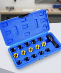 Rock Solid Plug Thread Repair Tool Kit Deep-Seated Fixing For Damaged Holes High Speed Steel Garage Home DIY Auto Parts Must Have blue case with inserts
