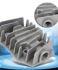 2 Pack Aluminum Air Compressor Cylinder Heads For 4/3/5P, 48mm By 72mm, Pneumatic Drive, cast aluminum with cooling cover