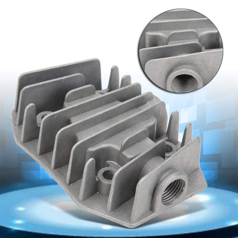2 Pack Aluminum Air Compressor Cylinder Heads For 4/3/5P, 48mm By 72mm, Pneumatic Drive, cast aluminum with cooling cover