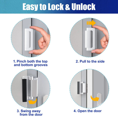 Instructions for using Heavy Duty Door Reinforcement Lock Withstands 800 Lbs Of Force For Kids Safety And Home Privacy.