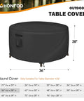 Round Patio Table Cover 36 Inch Diameter 28 Inch Height All Weather Waterproof Outdoor Table Cover With UV Resistant Protection