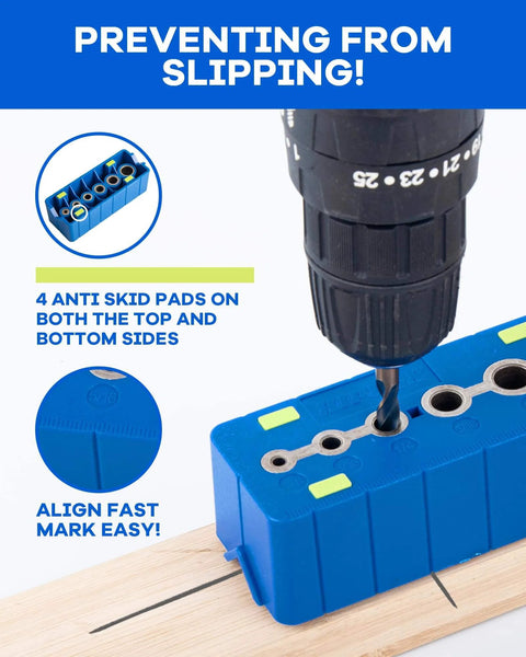 Drill Block Guide For Straight Holes Hands On Precision Alignment Tool For Woodworking showing V-groove surface with drill in use
