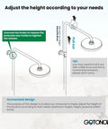 Diagram of Exposed Shower Faucet Set With 8-Inch Rainfall Head, Handheld Shower, Wall Mount Cross Handle, adjustable height feature