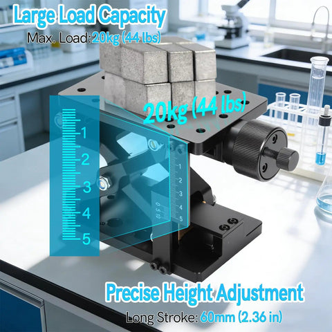 Z Axis Manual Lift Platform With Precision Positioning Stage And Fine Adjustment Slider Micro Positioner Lab Jack Elevator with 20kg load.