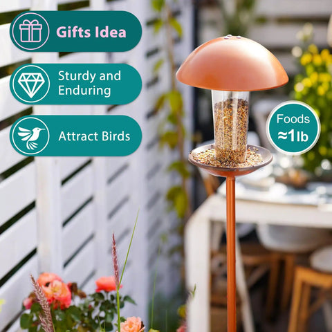 Must Have Durable Metal Bird Feeder On A Sturdy Stand Pole For Outdoor Yard Garden And Patio Decor, Attracts Small Wild Birds