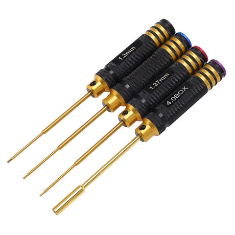 Hex Screwdriver And Socket Repair Tool Kit For Remote Control Cars Boats And Aircraft with black gold ergonomic grip