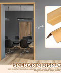 Top Shelf 30 Pieces Aluminum Corner Guards With Sleek Gold Finish Rock Solid Wall Edge Protectors in modern office doorway.