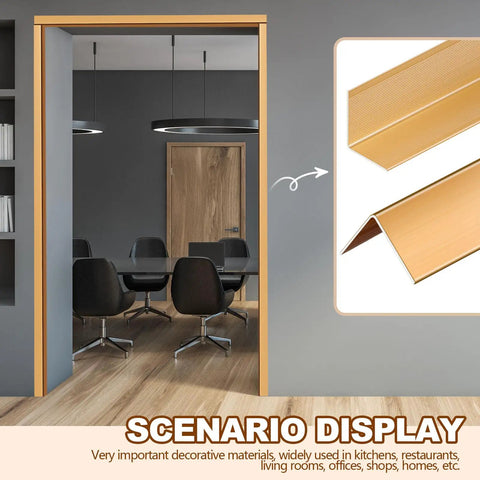 Top Shelf 30 Pieces Aluminum Corner Guards With Sleek Gold Finish Rock Solid Wall Edge Protectors in modern office doorway.