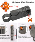 Coax Cable Crimper Tool Kit With 20 F Style RG59 RG6 Compression Connectors, Coaxial Cable Stripper, adjustable wire stripping pliers