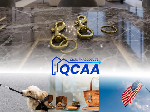 QCAA solid brass heavy-duty trigger snap hooks with swivels and a brass ring (3/4 in x 78 mm)