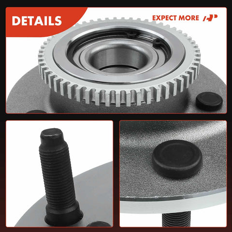 Close-up of Front Wheel Bearing And Hub Assembly with ABS Ring for Dodge Ram 1500 2000 2001 5 Lug RWD Premium Grade Replacement Kit.