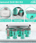 Diamond Core Tile Drill Bit Set 6pcs Pro-Grade Hole Saw Kit for Porcelain Tile Ceramic Marble Masonry Brick Concrete displayed with case