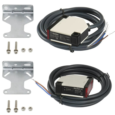 Photoelectric Sensor Switch E3JK 5DM1 5L AC 90 to 250V with mounting brackets and cables, black housing, industrial use