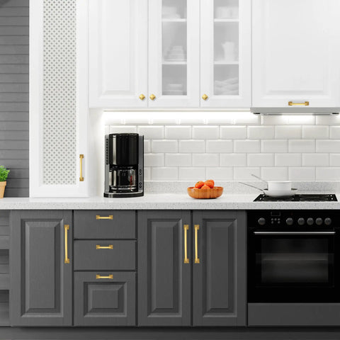 Thirty Pack Gold Cabinet Pulls Single Hole Built Tough Zinc Alloy Kitchen Drawer Handles on modern grey kitchen cabinets.