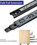 Heavy Duty Ball Bearing Drawer Slides 3 Fold Full Extension Detachable Side Mount Smooth Quiet Glide Black 10 Inch