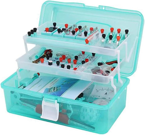 Hands On Educational Electromagnet Kit For Physics Labs And Complete Circuit Box with realistic experiments in teal case