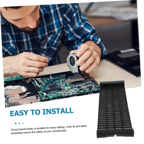 Tech enthusiast using Anti Static Circuit Board Storage Rack And PCB Holder Stand For Safe Electronics Protection Essential Tool.