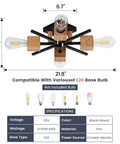 Cool 4 Light Sputnik Ceiling Light Fixture Black Flush Mount With Wood Base, Modern Farmhouse Style, specs and dimensions shown