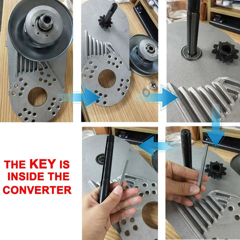 Torque Converter DIY Kit For Go Karts And Mini Bikes With 6.5 HP Engine, Three Quarter Inch Drive, assembly process with key