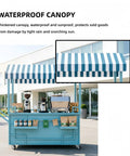 Hustle Ready Portable Mobile Vendor Cart, Dope Flower Display Stand With Heavy Duty Awning, Street Smart Pop Up Food Stall For Market Crafts, Golden Wide Countertop Rack with waterproof canopy.