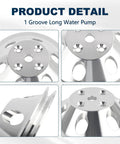 Beefy Aluminum Small Block Chevy Water Pump With 1 Groove Long Pulley showcased in detailed product images