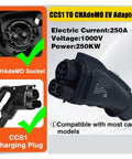 Fast Lane 250A Power Delivery With This Dependable Ccs Combo One To Chademo Dc Ev Adapter showing CCS1 plug and CHAdeMO socket.