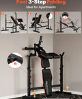 All In One Olympic Weight Bench With Roman Chair Preacher Curl And Leg Extension Foldable 1870 Pound Capacity, 3-step folding view