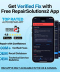 Smartphone displaying RepairSolutions2 app for 460T OBD2 Scanner All System Diagnostic Tool For Cars Reads And Clears Engine. Available in US & Canada.