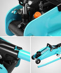 Close-up of Low Profile Hydraulic Floor Jack And Jack Stands Combo 2 Ton Capacity 4000 Lbs in Tiffany Blue, 11-17 inch lift.