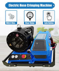 Badass Hydraulic Hose Crimper With Eight Precision Replaceable Dies For High Pressure Pipe Repair And Heavy Machinery Shop Work DC12V Portable Electric Crimping Tool on a table, showcasing a black crimp head.