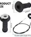 Dope Go Kart And Mini Bike Twist Throttle Cable Kit With Seven Eighths Inch Grips For 22mm Handles, 47 Inch Cable, product dimensions shown