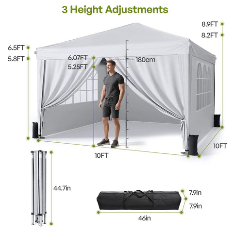 10x10 Pop Up Canopy With Sidewalls For Events And Camping Portable Instant Tent With Carry Bag Easy Setup Under 5 Minutes Sturdy Frame