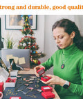 Woman assembling jewelry boxes at a desk with Invisible Brass Barrel Hinges Kit With 50 Pieces For Jewelry Boxes And Small Woodworking Projects Including Music Boxes Pencil Boxes And Hardwood Humidors Concealed Hinge Hardware For Crafts