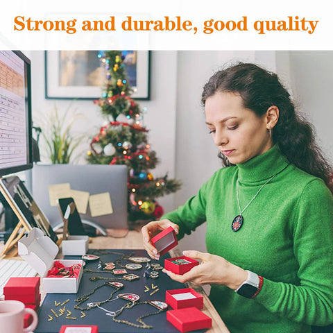 Woman assembling jewelry boxes at a desk with Invisible Brass Barrel Hinges Kit With 50 Pieces For Jewelry Boxes And Small Woodworking Projects Including Music Boxes Pencil Boxes And Hardwood Humidors Concealed Hinge Hardware For Crafts