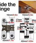 Concealed hinge with dimensions for heavy duty bifold closet door hardware kit fits 48 to 96 inch tracks folding door set.