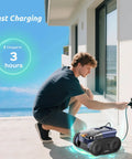 Person charging Cordless Robotic Pool Cleaner With 180 Minute Runtime For Inground Pools Wall And Waterline Climbing Auto Vacuum
