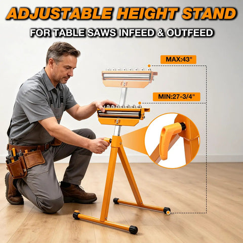 Badass Heavy Duty Roller Stand With 3 In 1 Adjustable Head And 250 Lbs Capacity Chrome Steel Workhorse Pro Jobsite Essential For Moving Roll Goods Effortlessly, set at maximum height during adjustment.